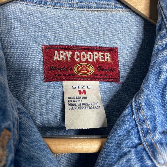 Ary Cooper vintage SOFT 100%COTTON denim shirt with flannel edged collar size M - Picture 5 of 9